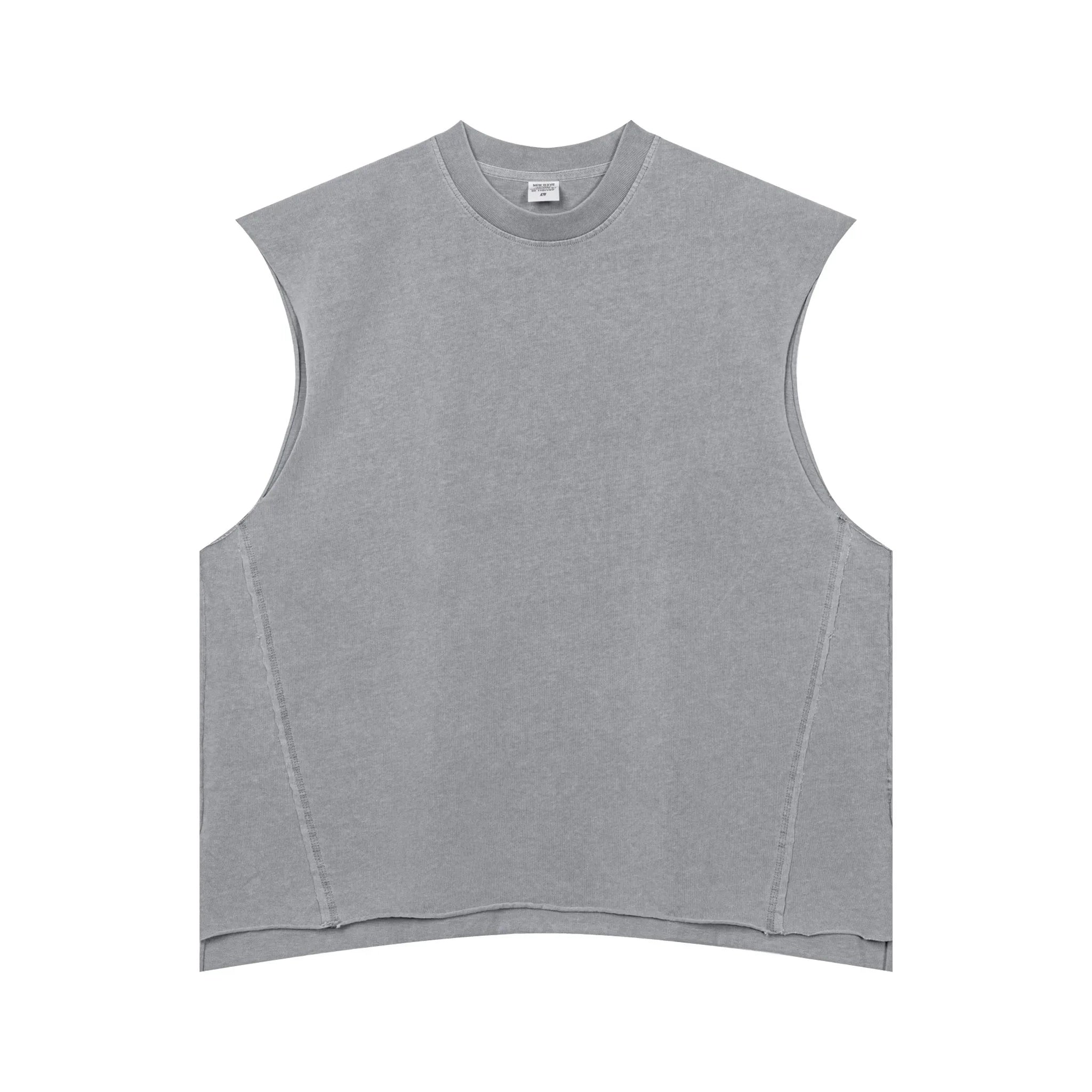 Gray sleeveless shirt on a white background