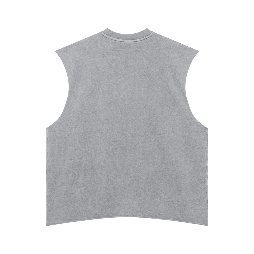 Gray sleeveless shirt on a white background