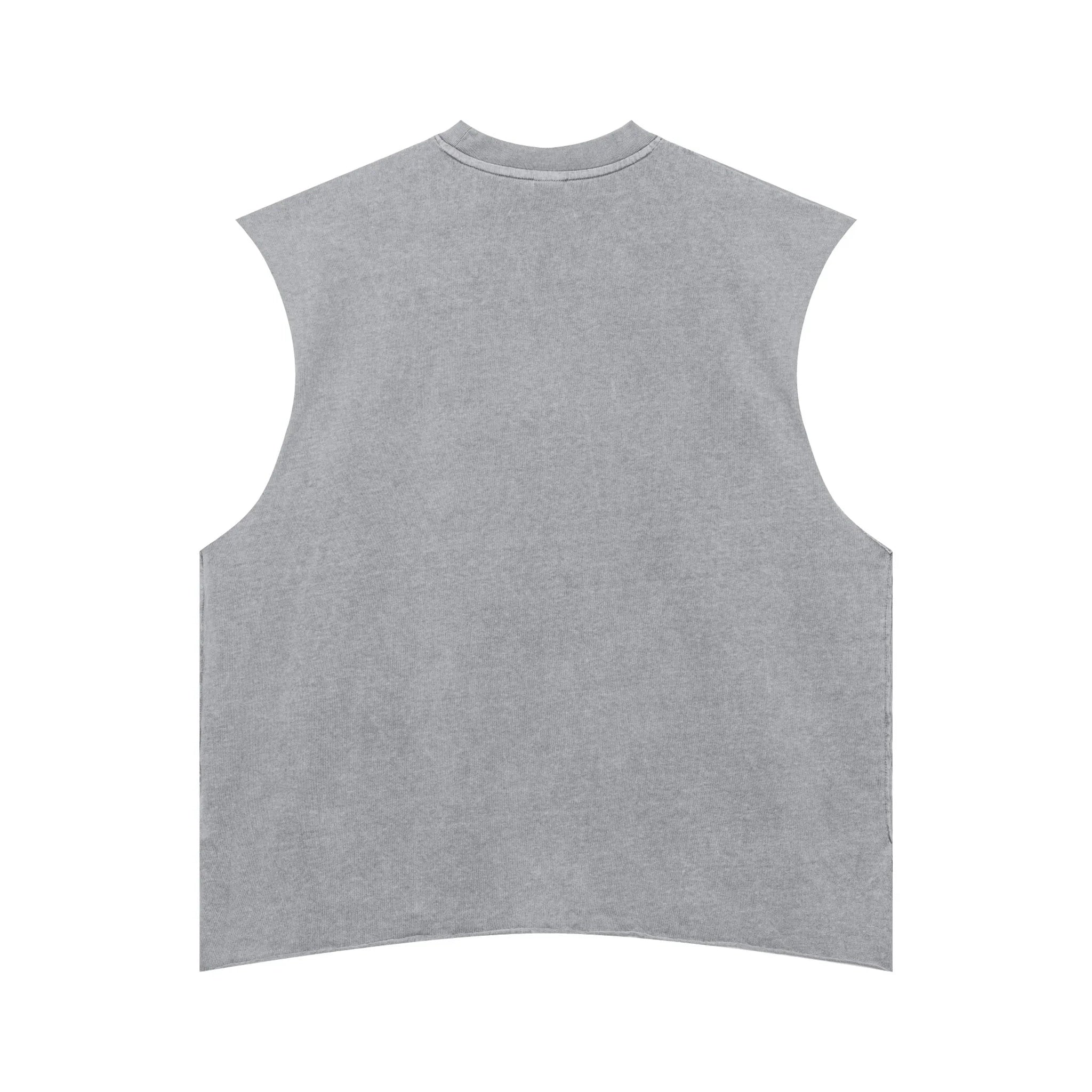 Gray sleeveless shirt on a white background