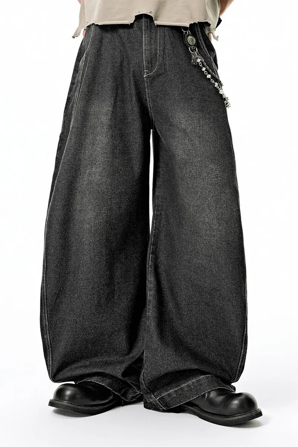 NEW WAVE WASHED BARREL BAGGY JEAN