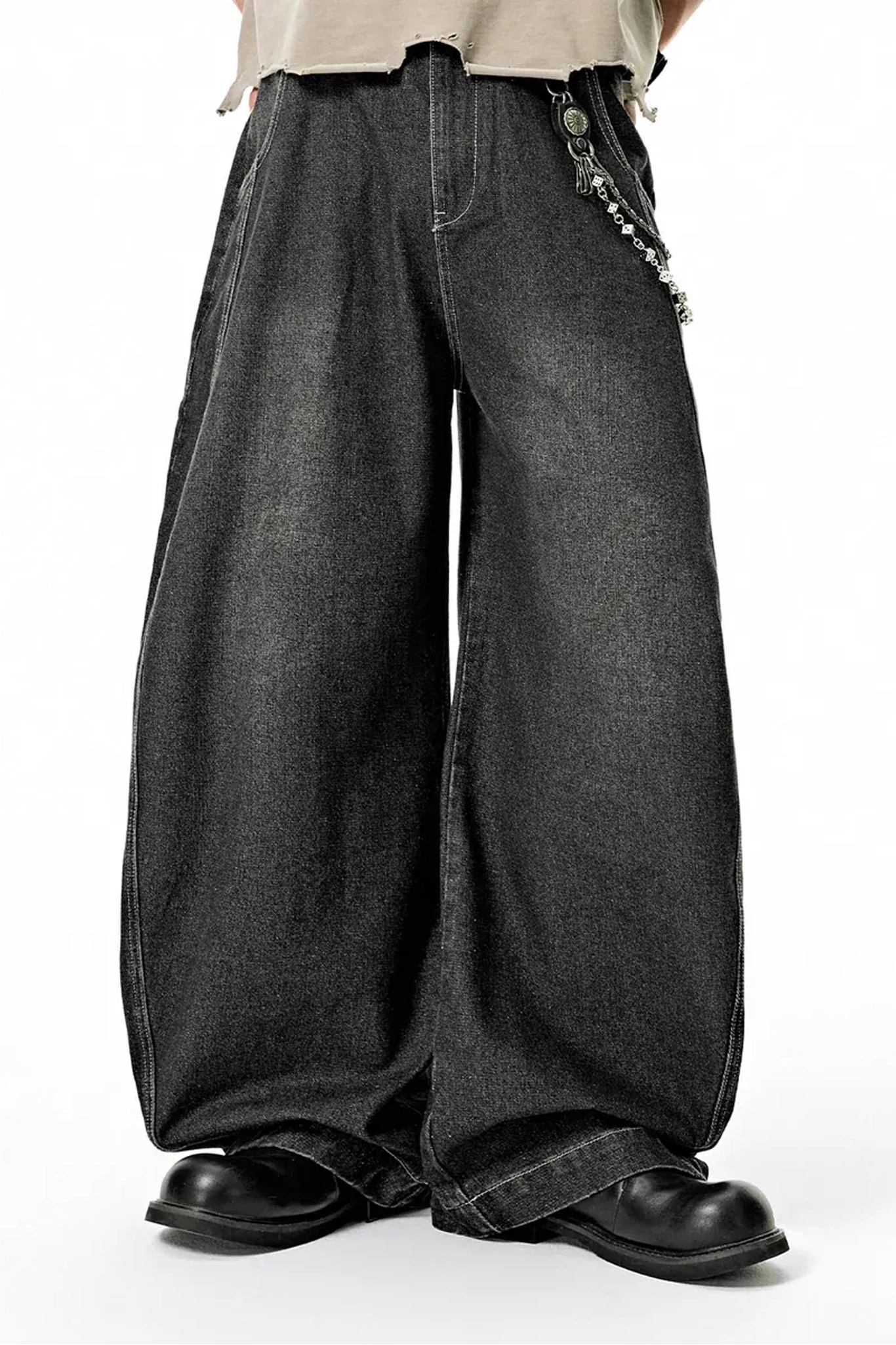 NEW WAVE WASHED BARREL BAGGY JEAN
