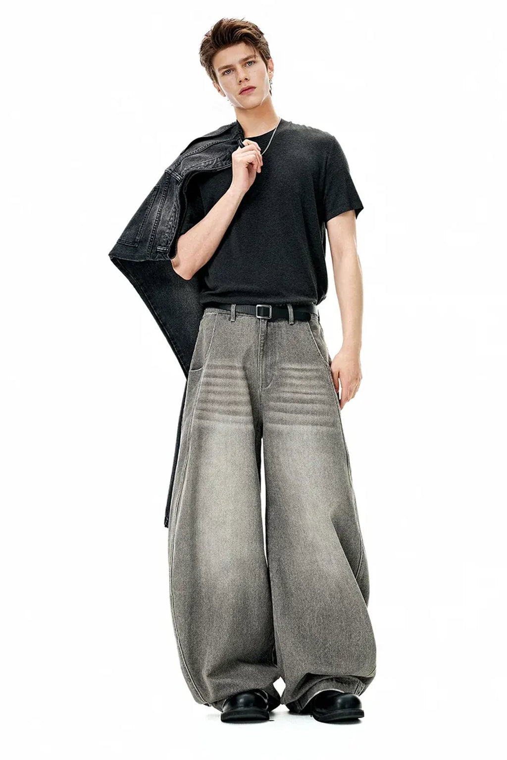 NEW WAVE WASHED BARREL BAGGY JEAN