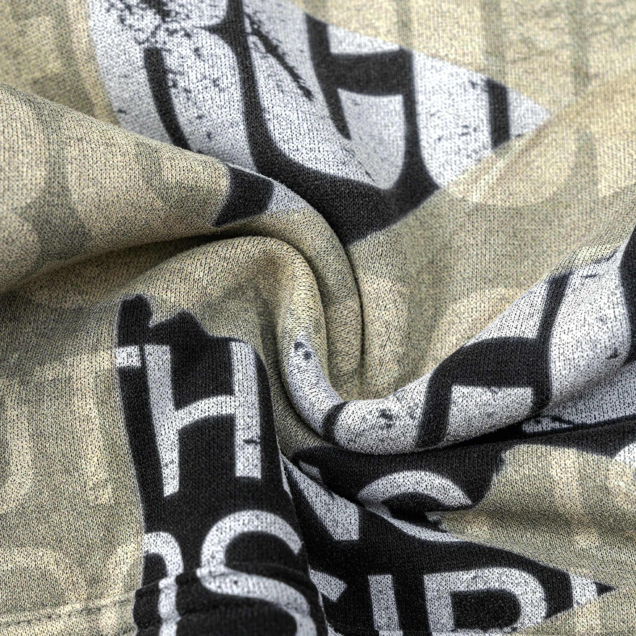 Textured fabric with black and white pattern