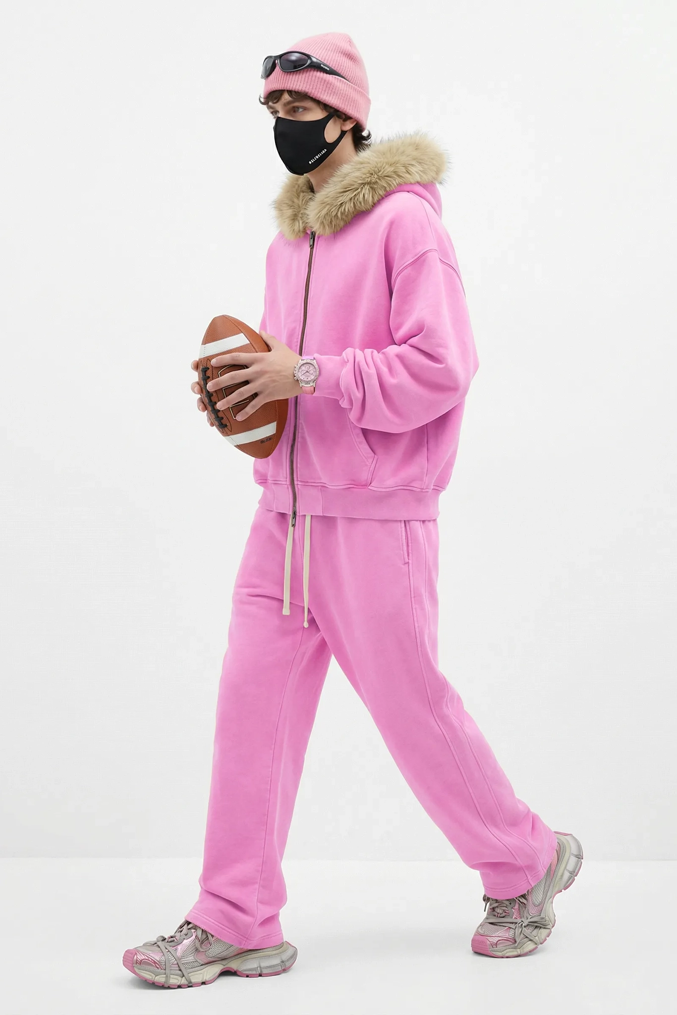 RETRO BOXY ZIP HOODIE FUR COLLAR & SNOW WASH