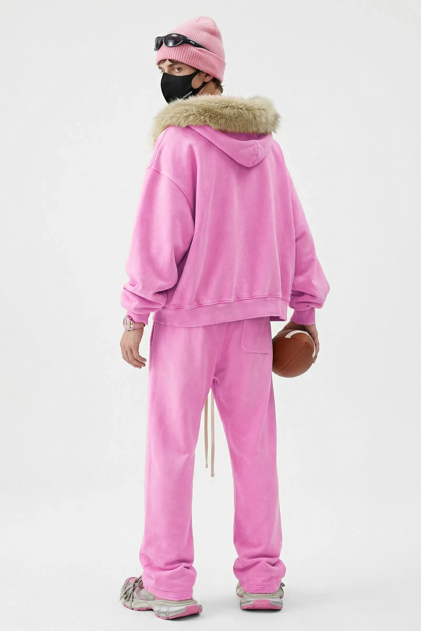 RETRO BOXY ZIP HOODIE FUR COLLAR & SNOW WASH