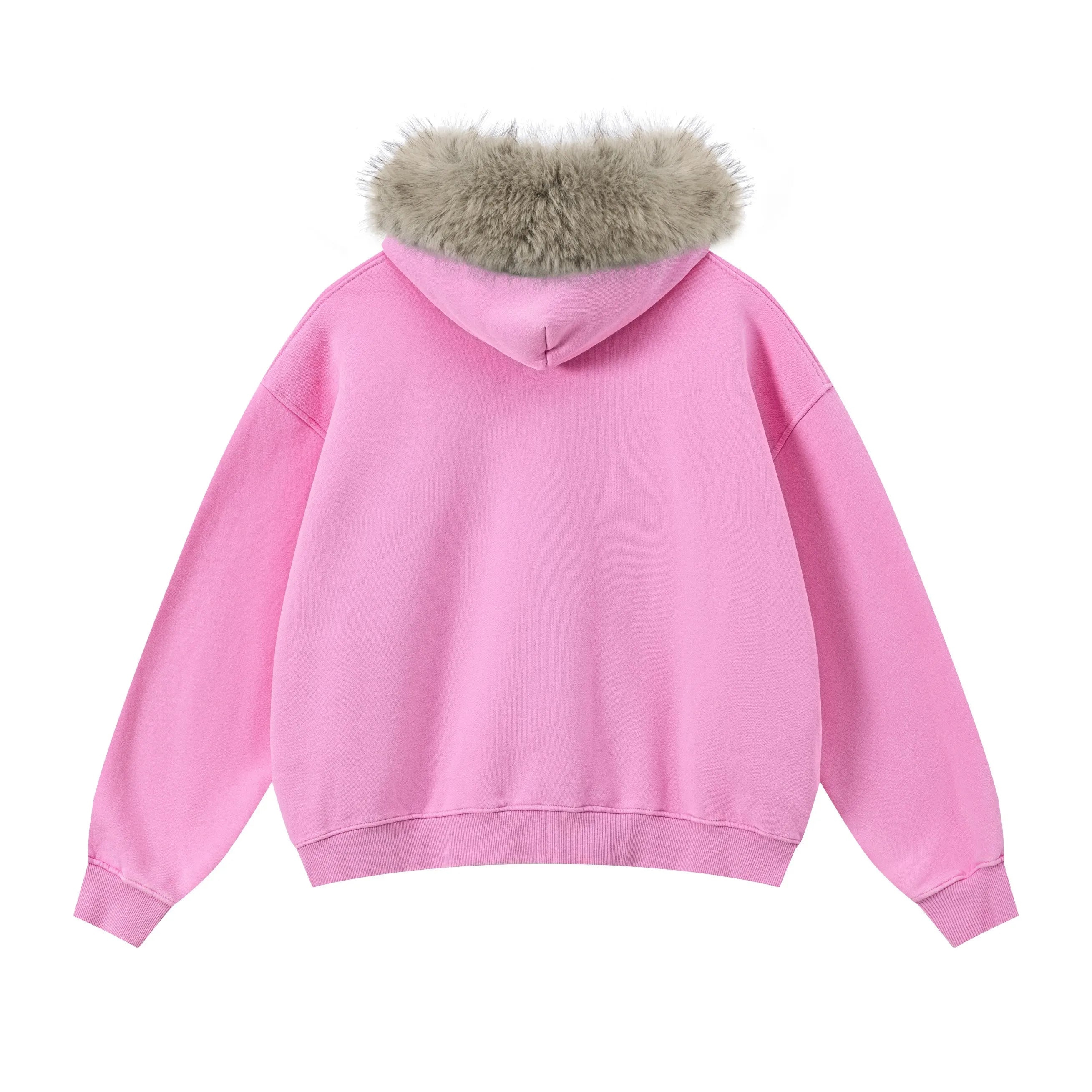 RETRO BOXY ZIP HOODIE FUR COLLAR & SNOW WASH
