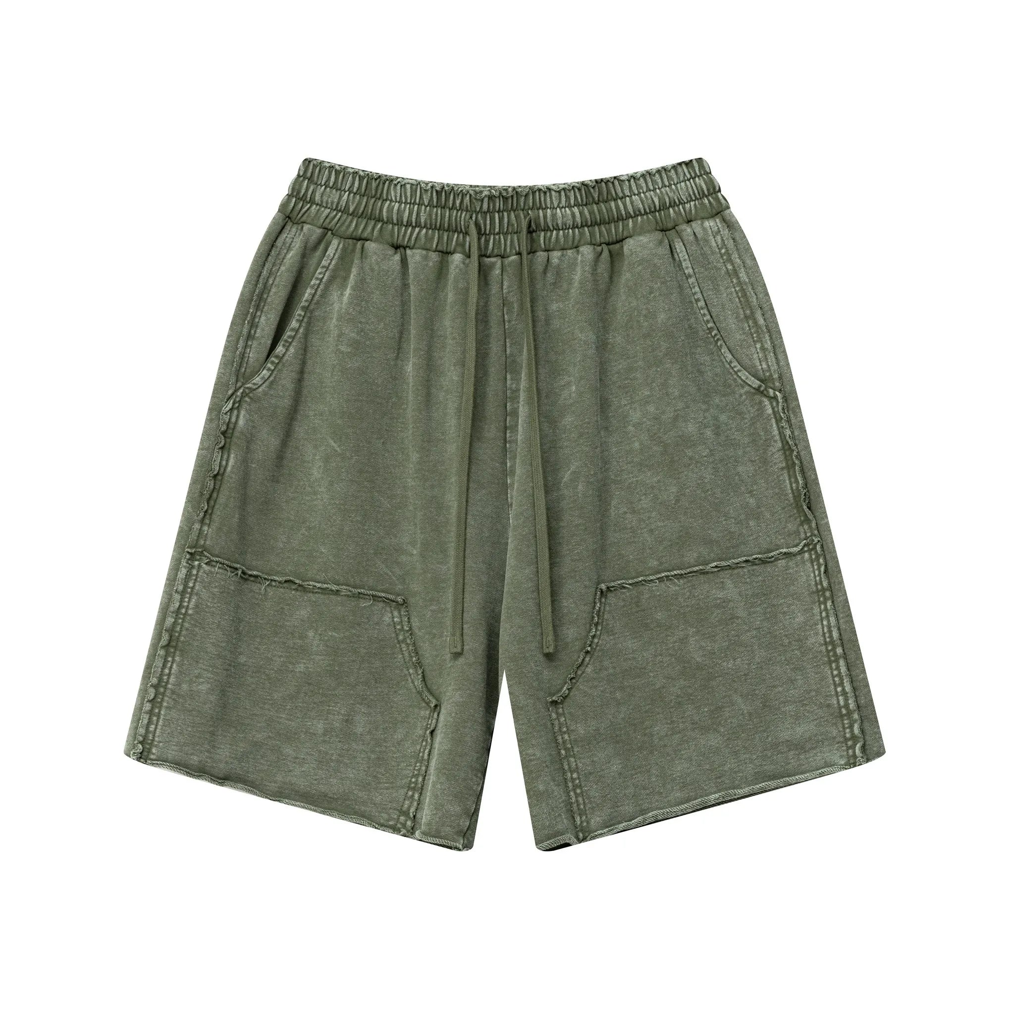 Green shorts with pockets on a white background