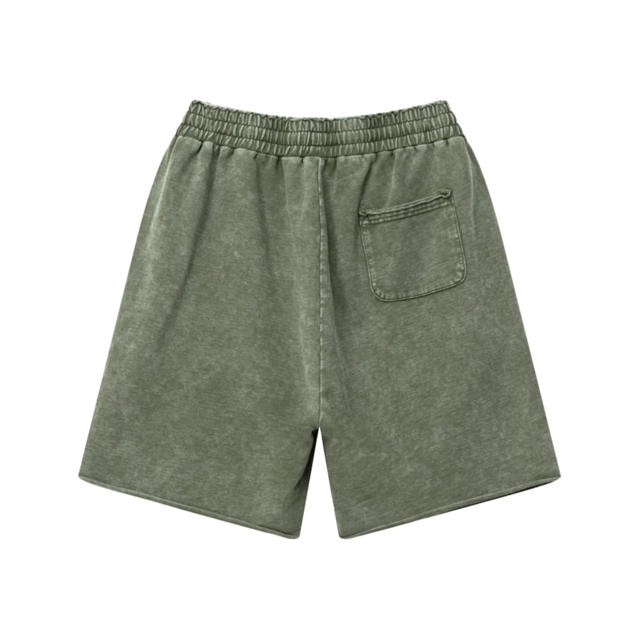 Green shorts with a pocket on a white background