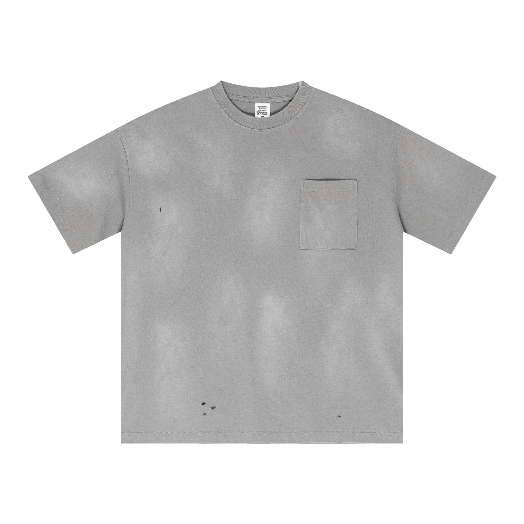 Gray t-shirt with a pocket on a white background