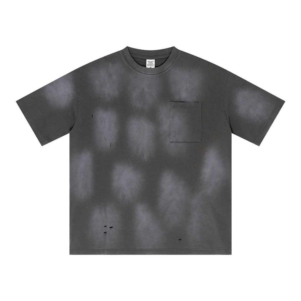 Gray t-shirt with a pocket on a white background