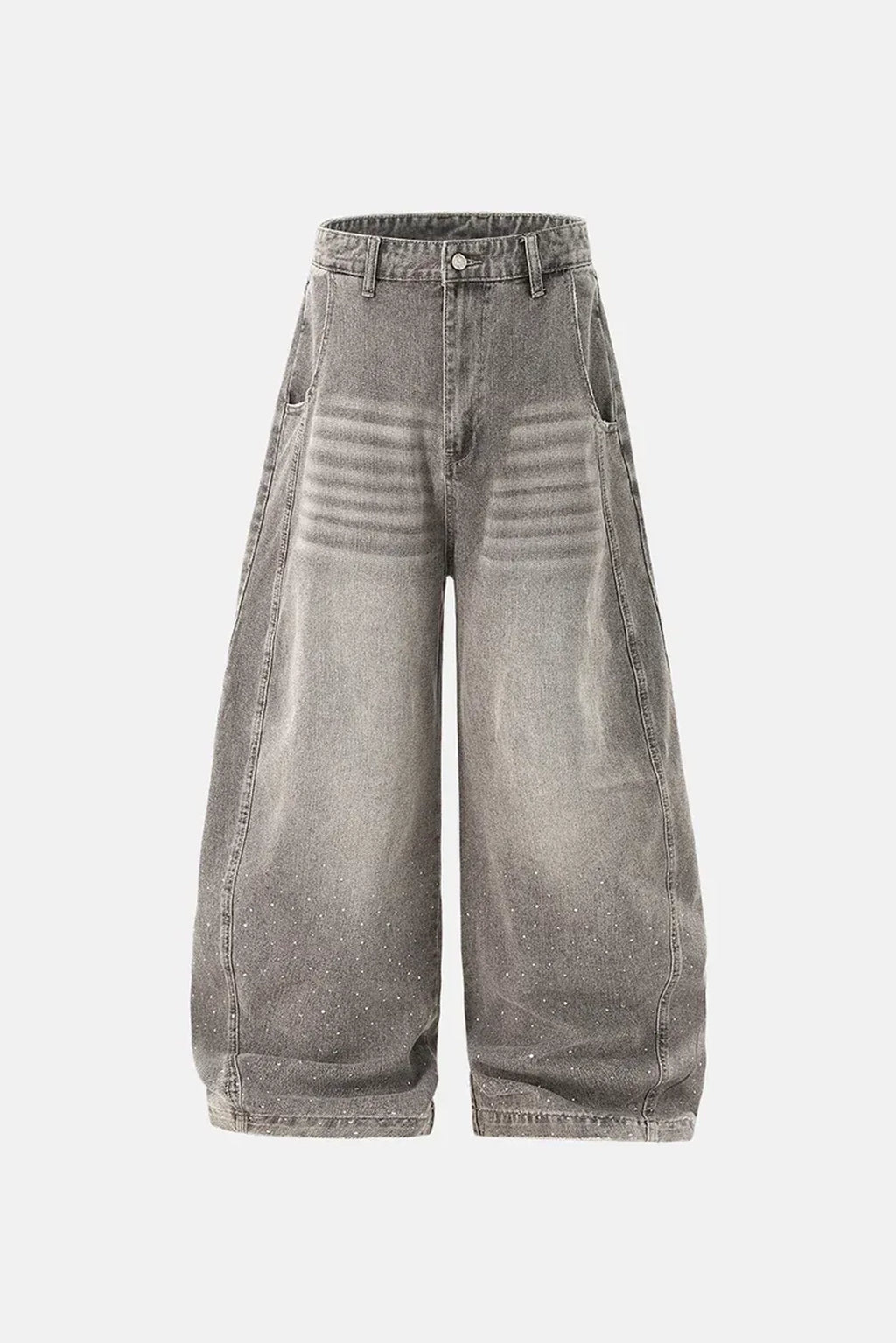NEW WAVE RHINESTONE WASHED BARREL BAGGYJEAN