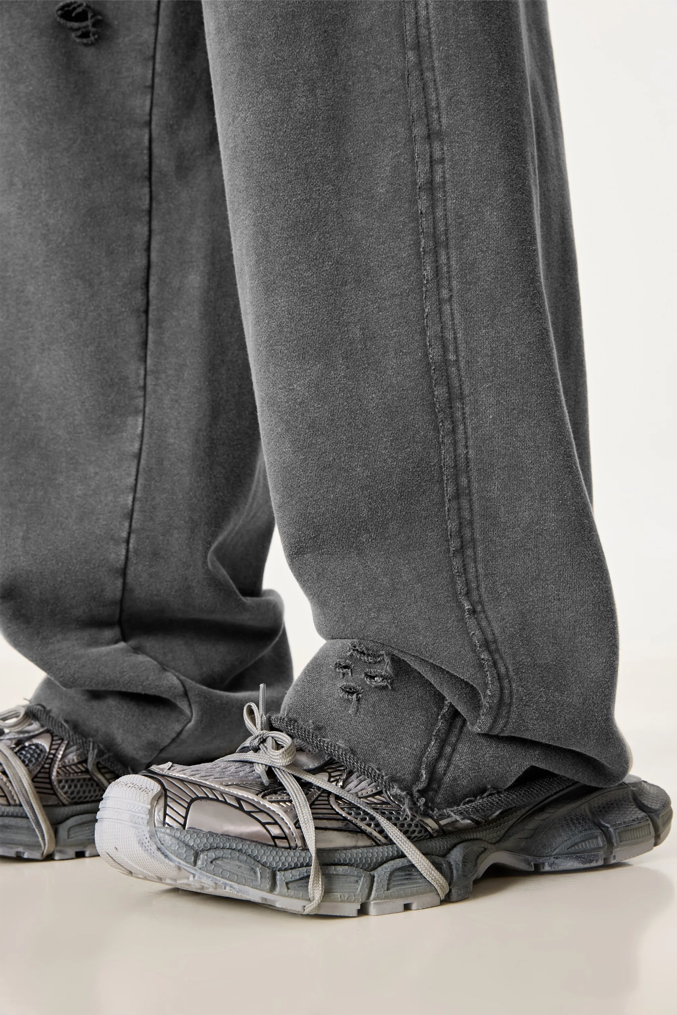 Gray pants and shoes on a white background