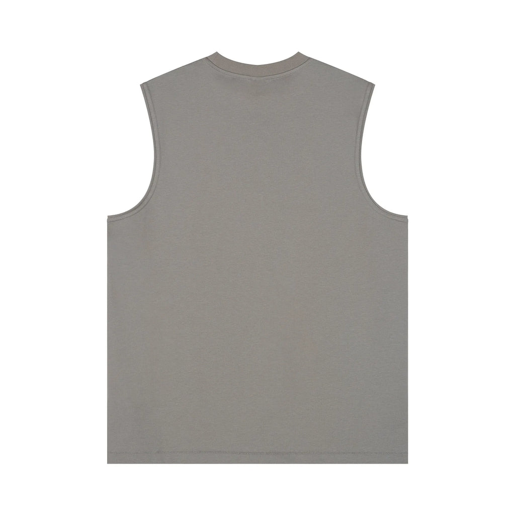 Gray sleeveless shirt on a white background