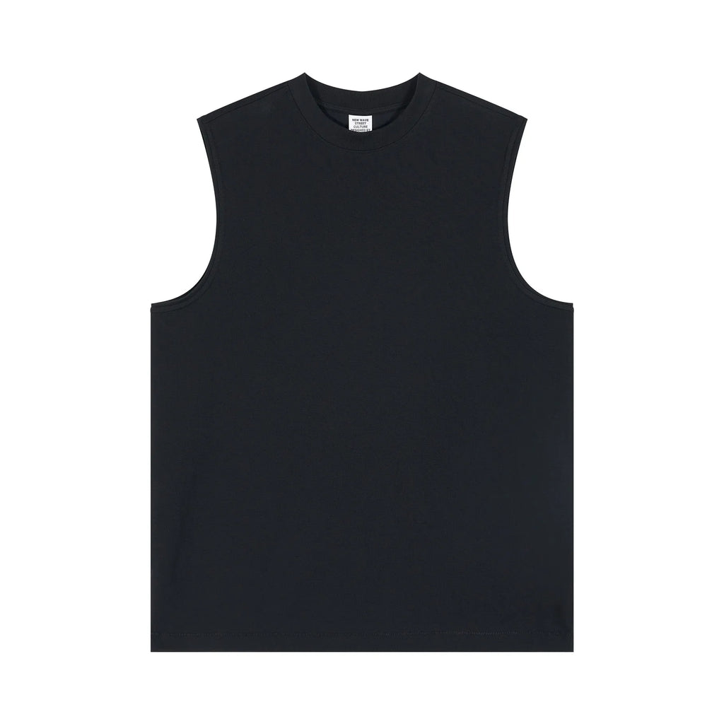 Black sleeveless shirt on a white background