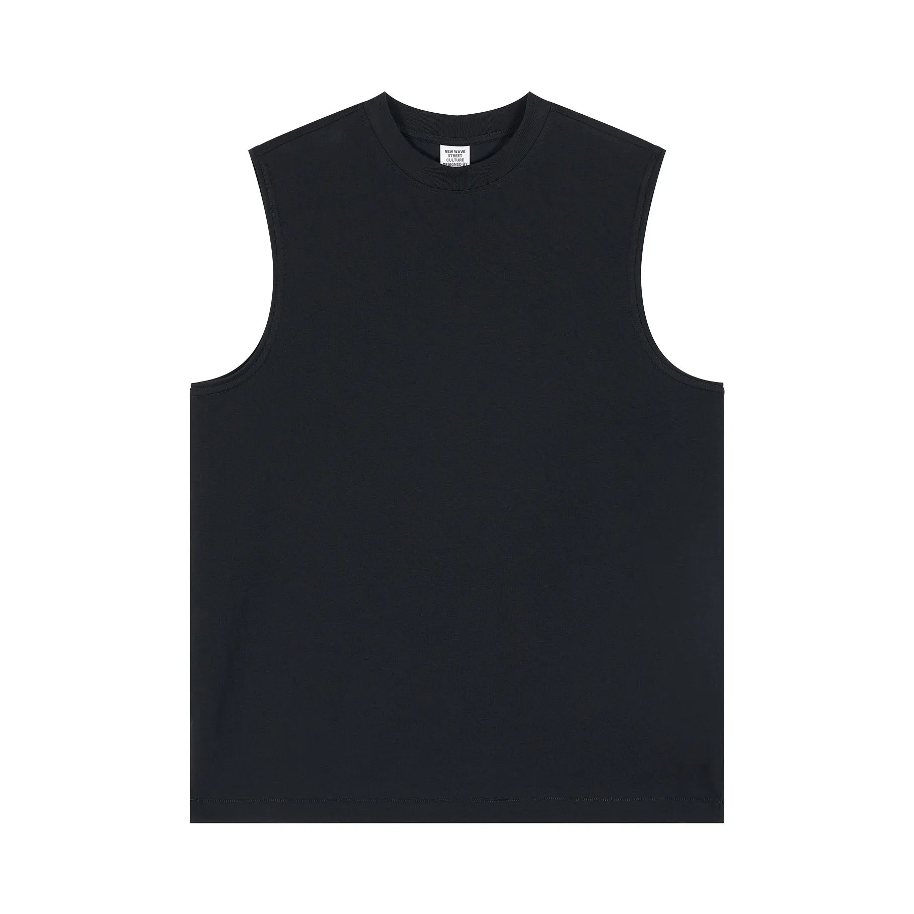 Black sleeveless shirt on a white background