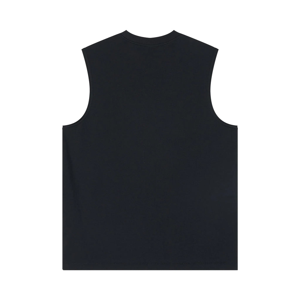 Black sleeveless shirt on a white background