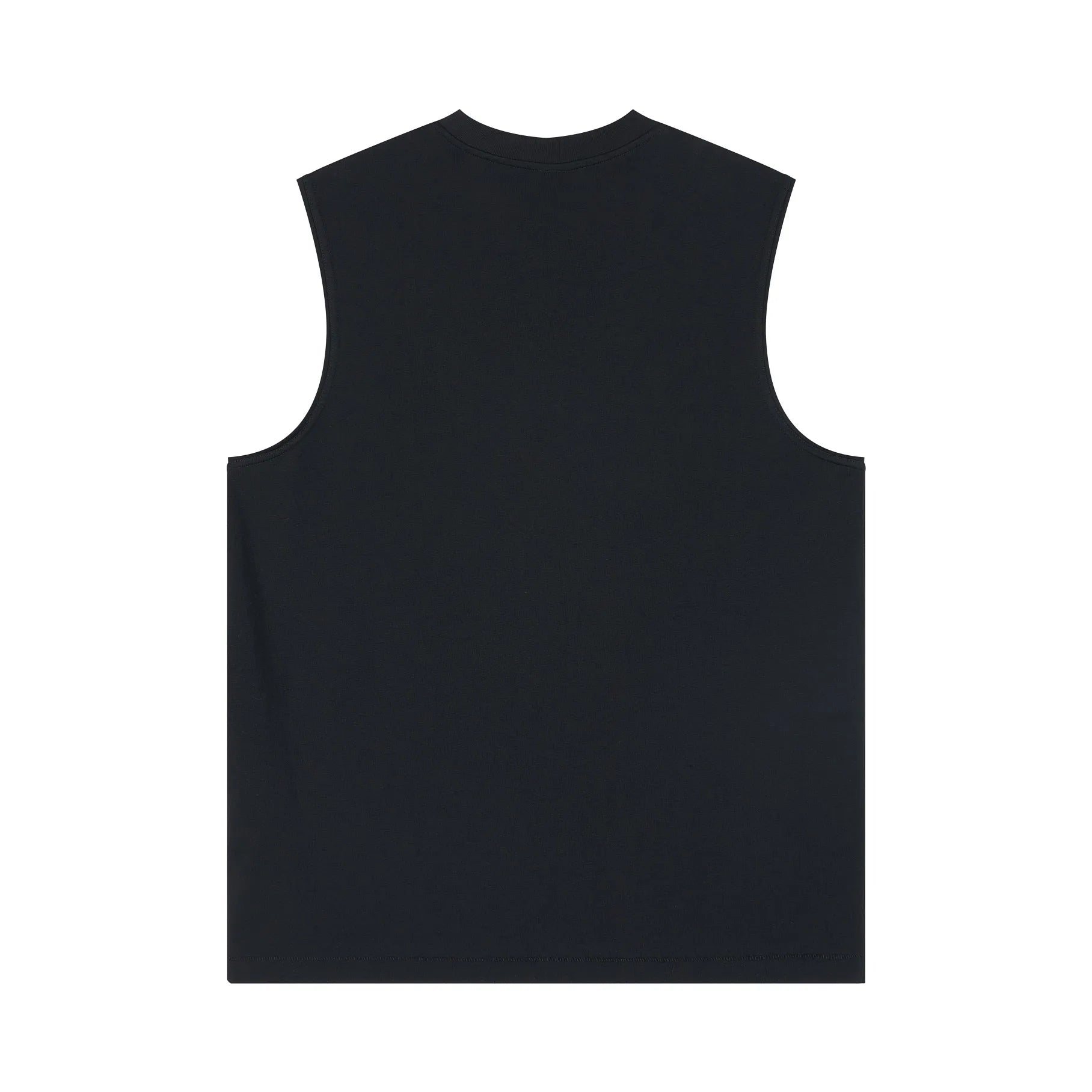 Black sleeveless shirt on a white background