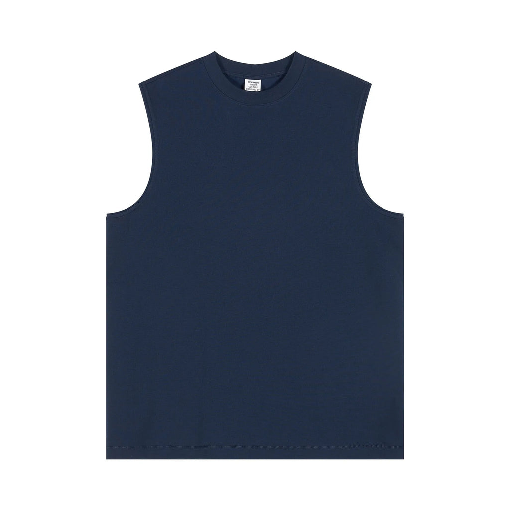 Navy sleeveless shirt on a white background