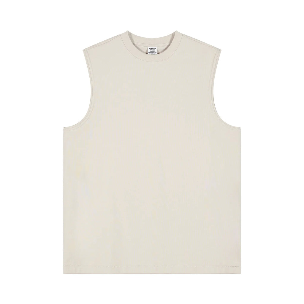 Beige sleeveless shirt on a white background