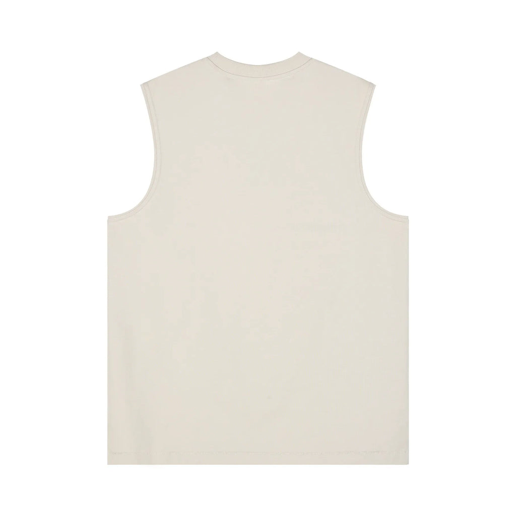 Beige sleeveless top on a white background