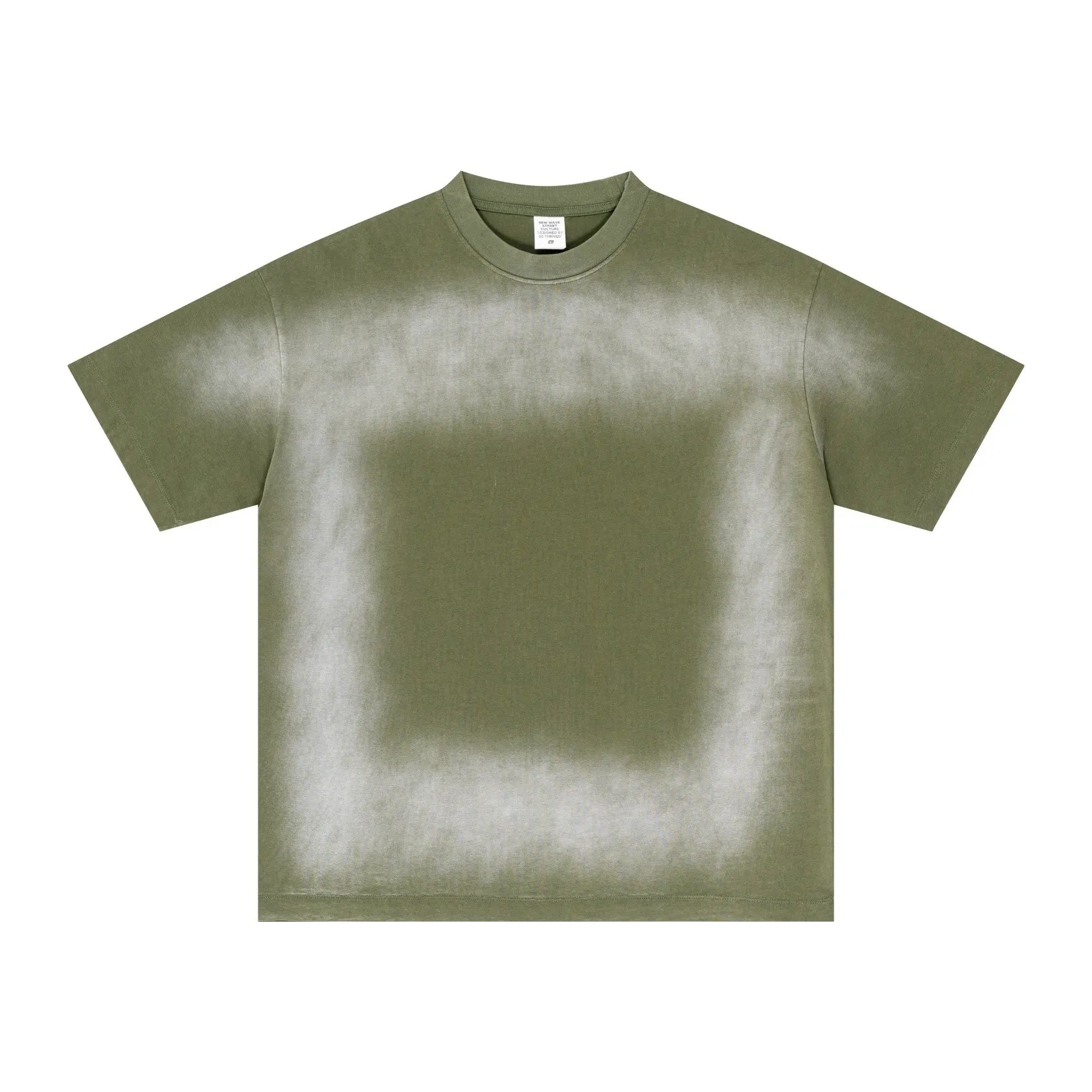 Green t-shirt with a square pattern on a white background
