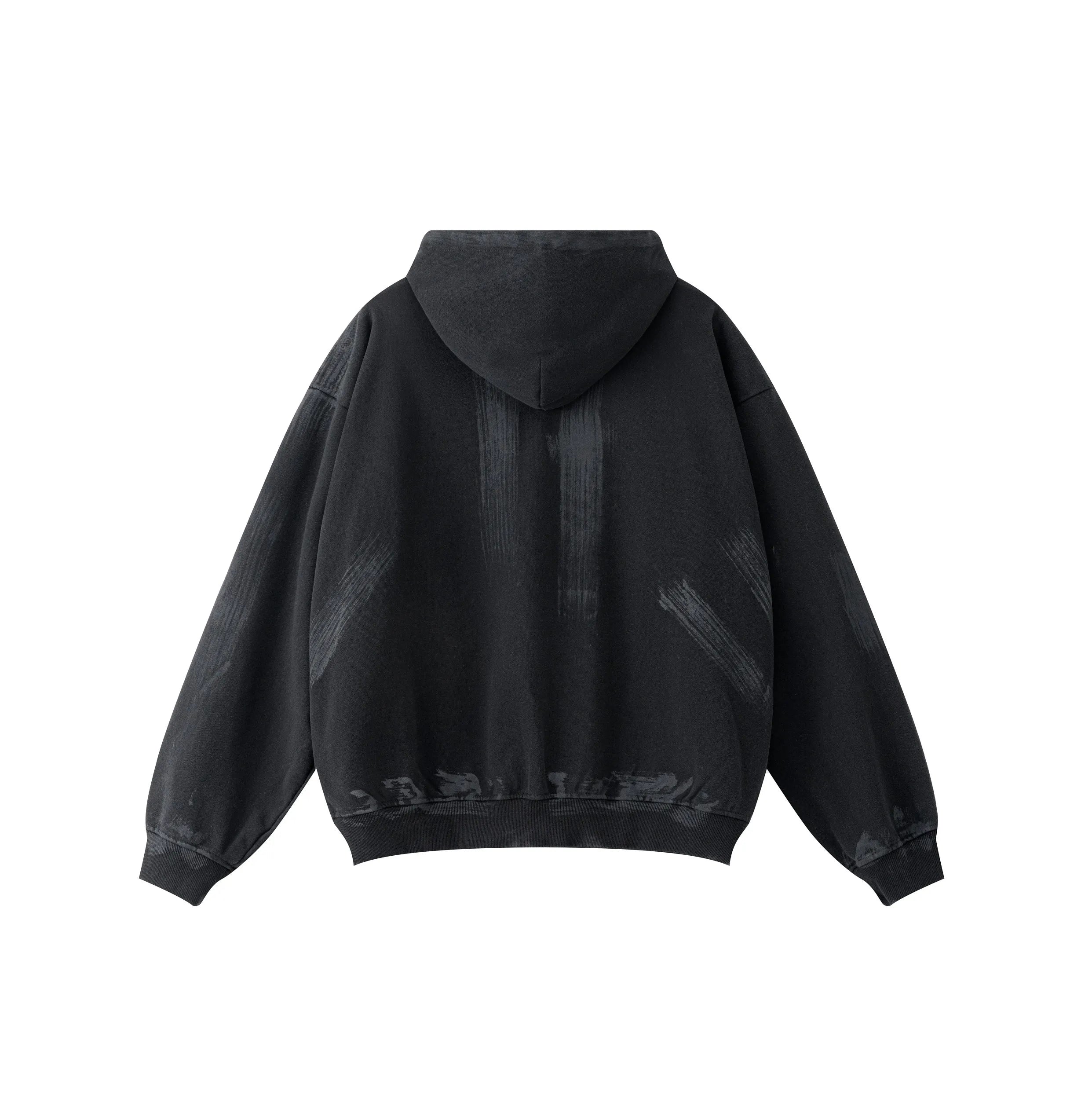 VINTAGE WASHED HOODIE WITH BRUSH PAINT FINISH