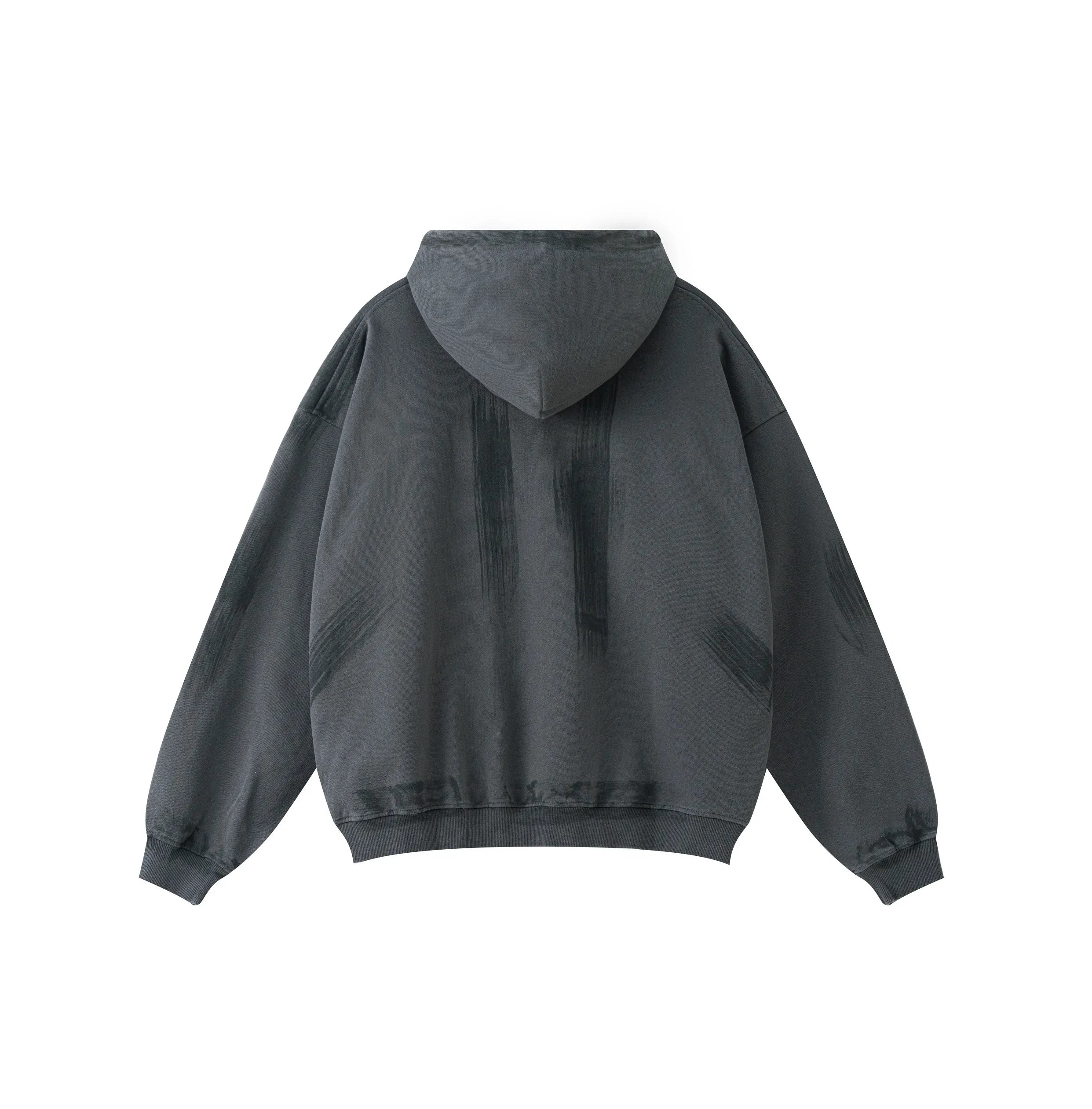 VINTAGE WASHED HOODIE WITH BRUSH PAINT FINISH