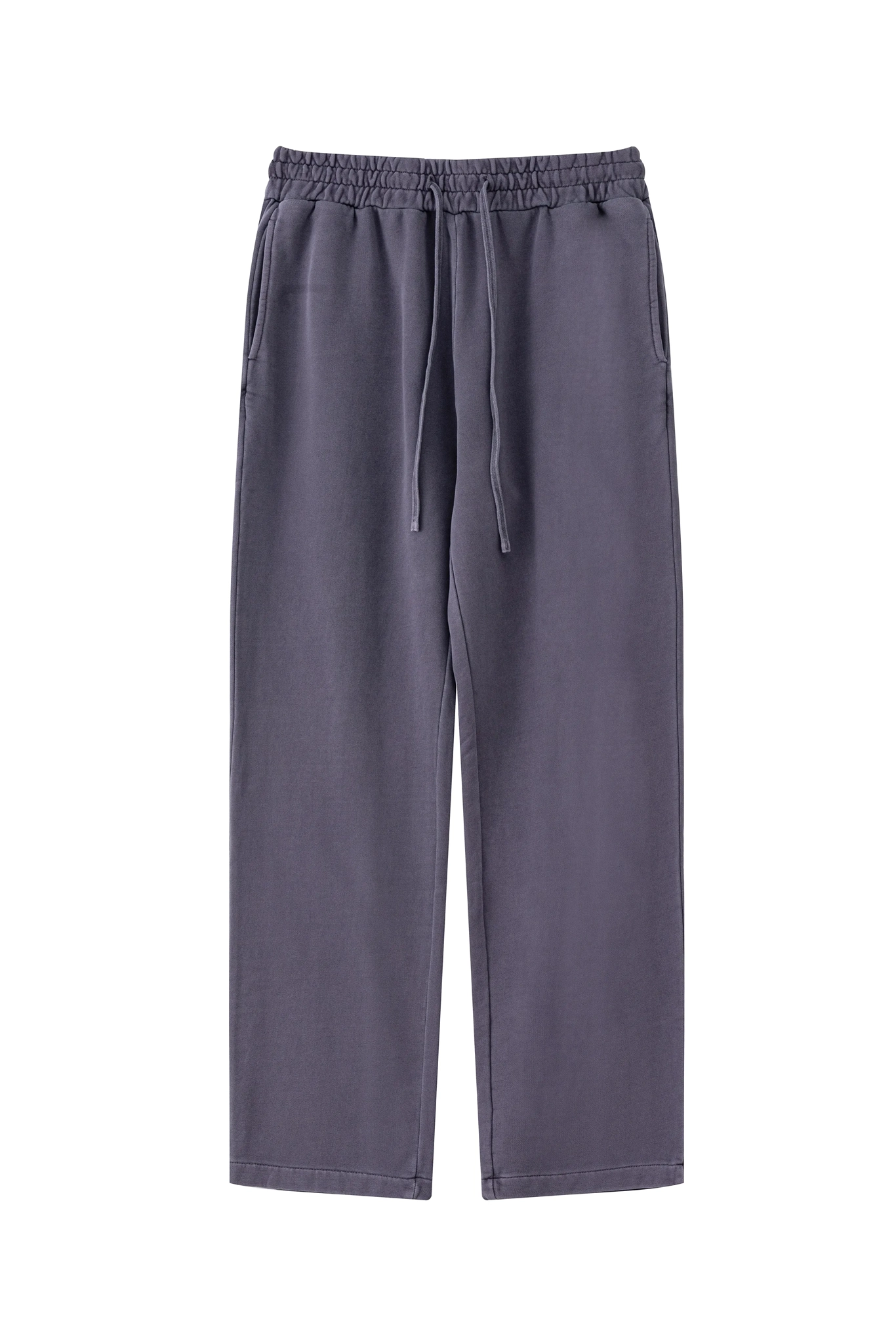 Purple pants with drawstring on a white background