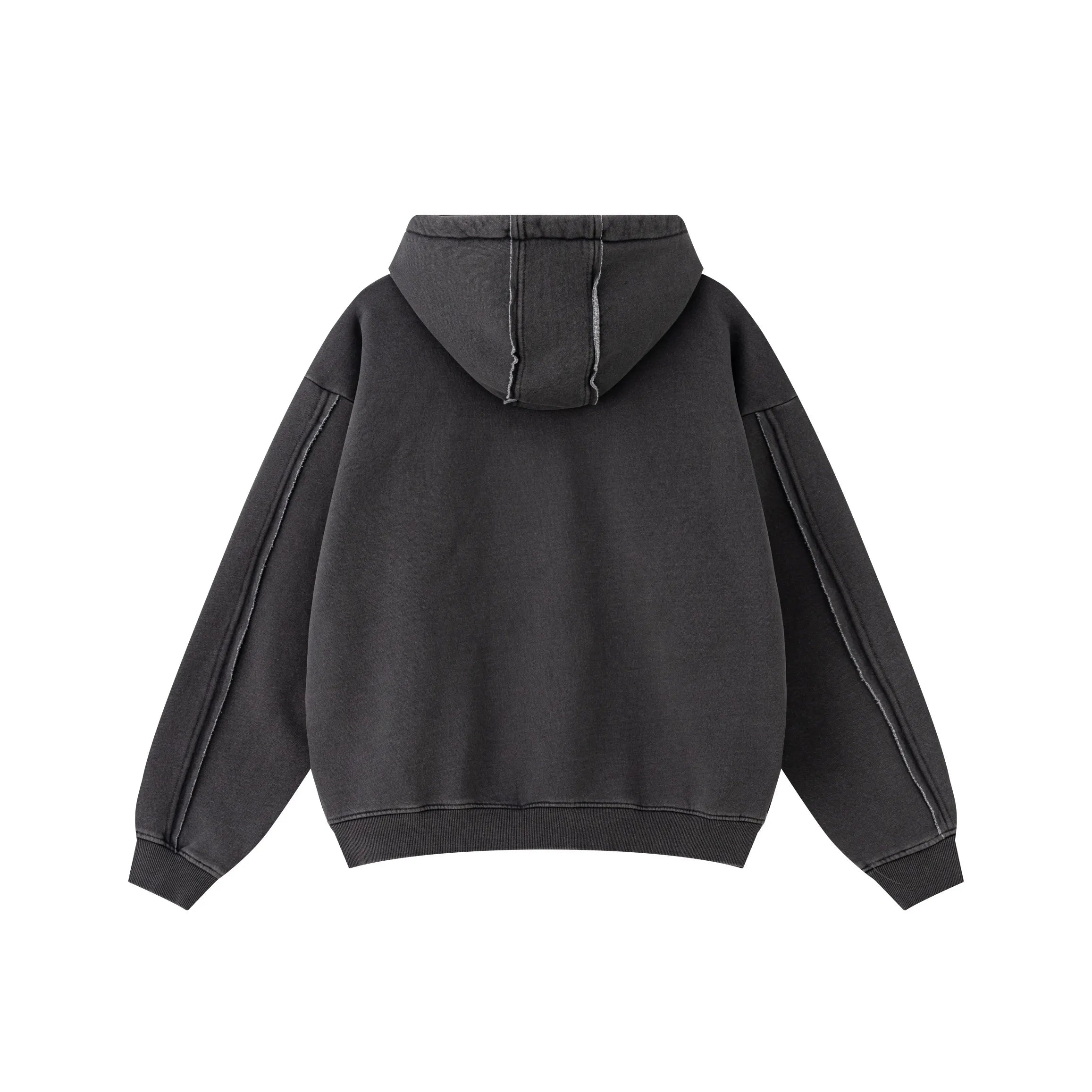 Black hoodie shown from the back on a white background