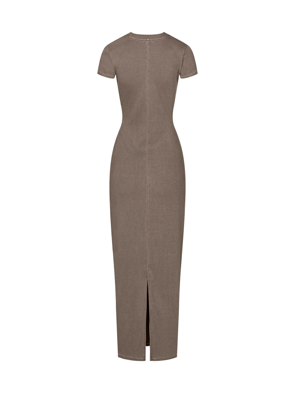 Brown dress with a slit on a white background