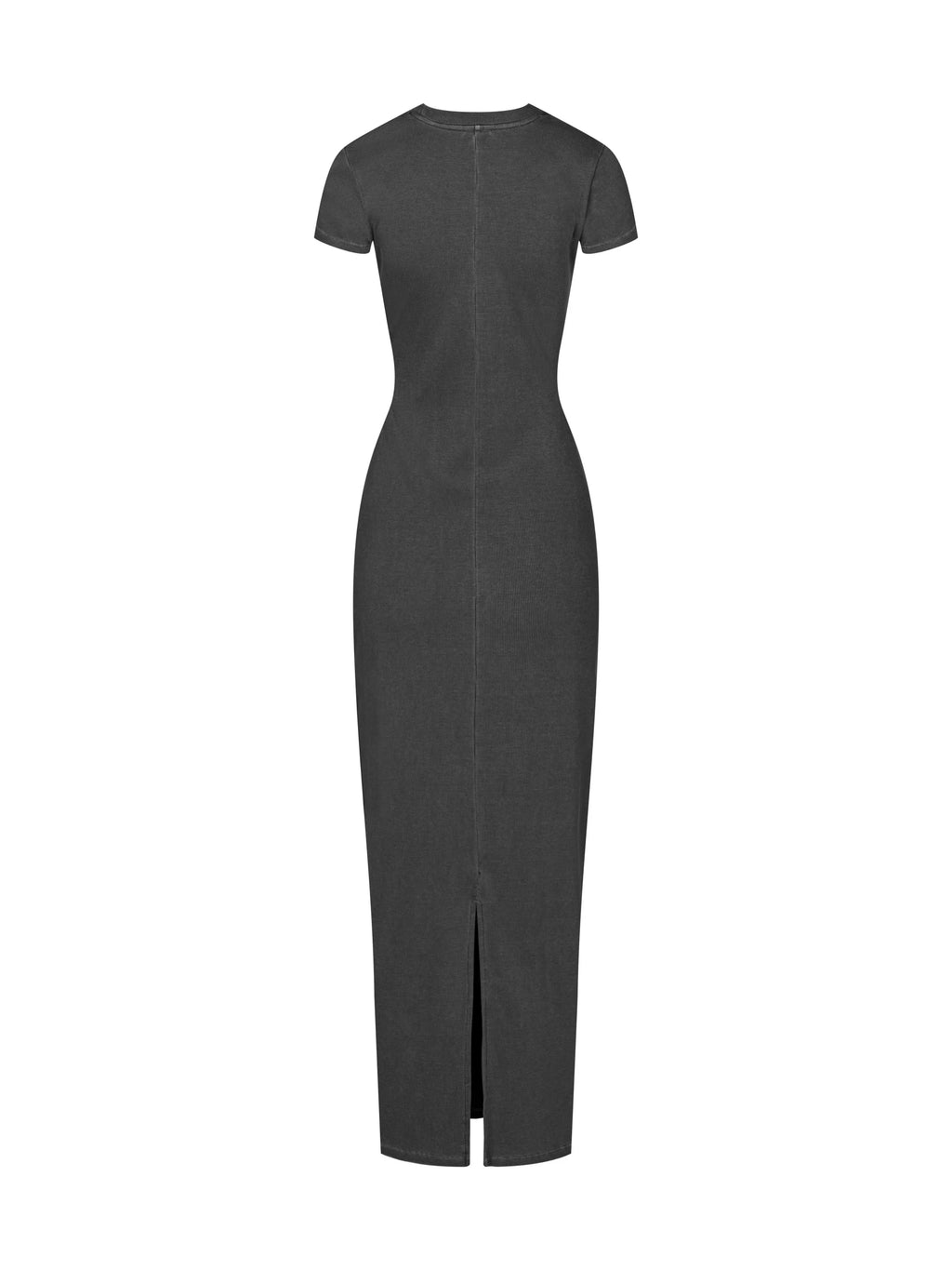 Black dress with a slit on a white background