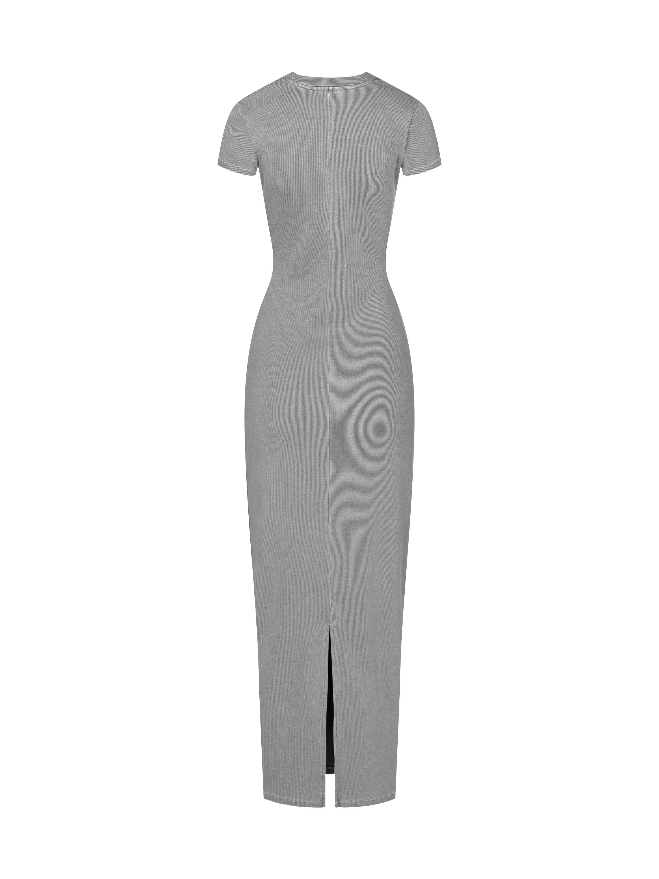Gray dress with a slit on a white background