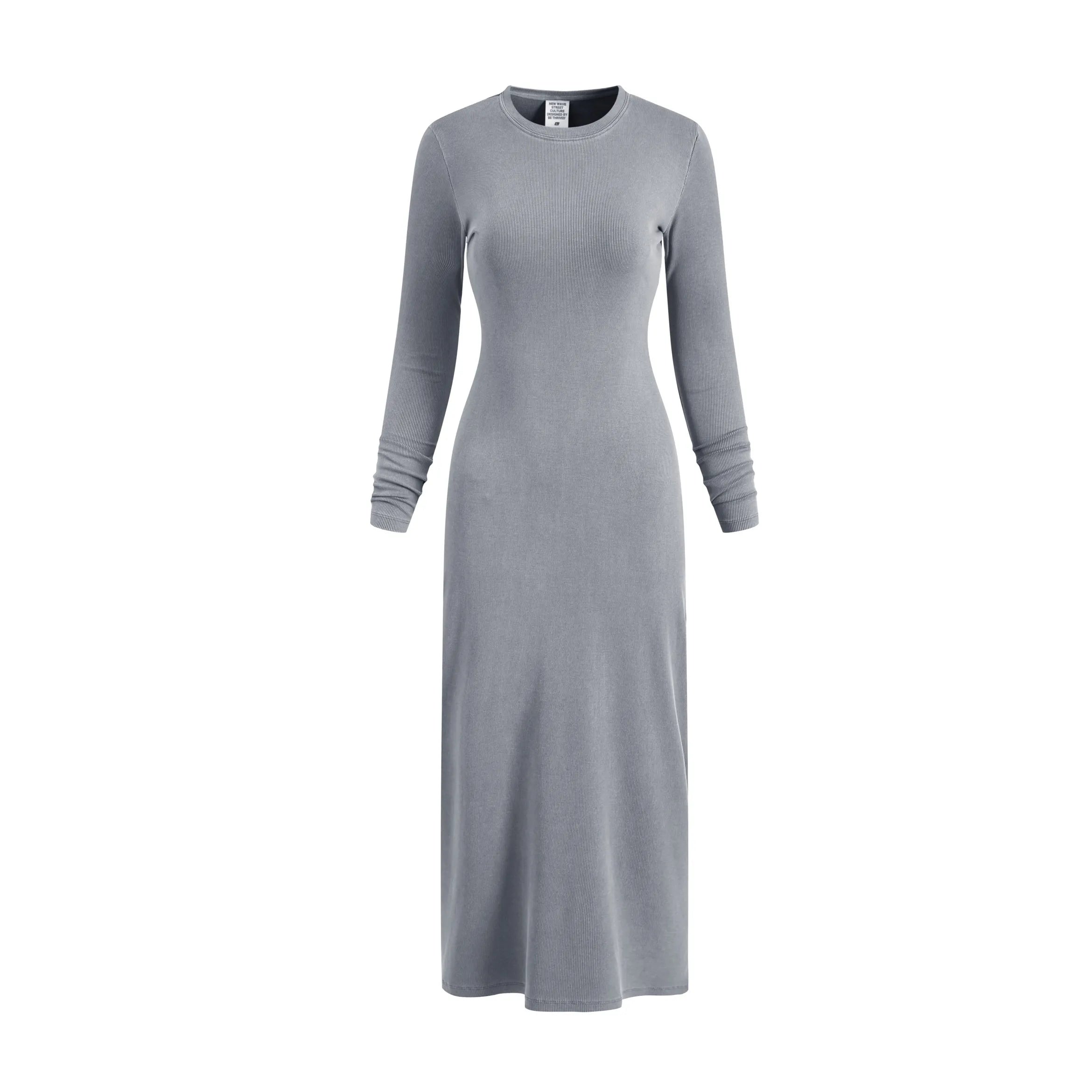 Gray long-sleeve dress on a white background