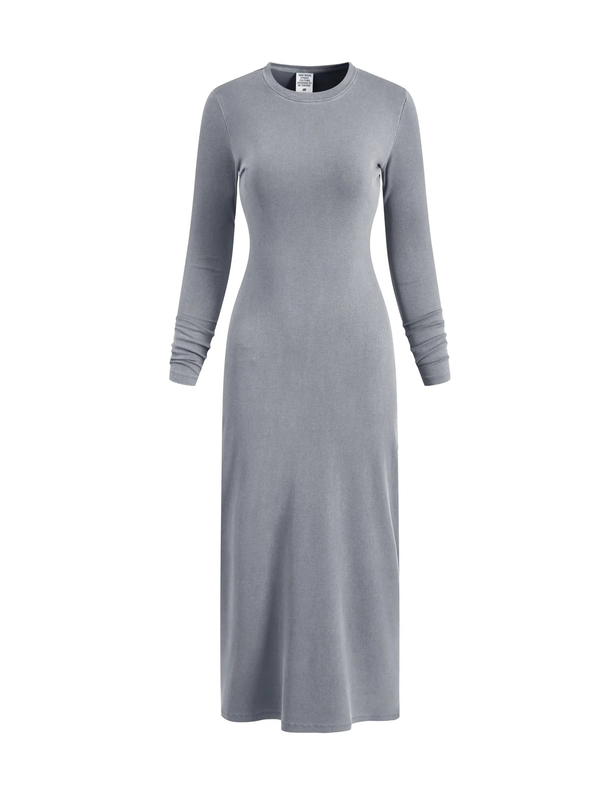 WASHED BODYCON MAXI DRESS WITH HIGH SLIT