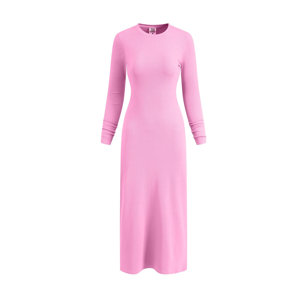 Pink dress with long sleeves on a white background
