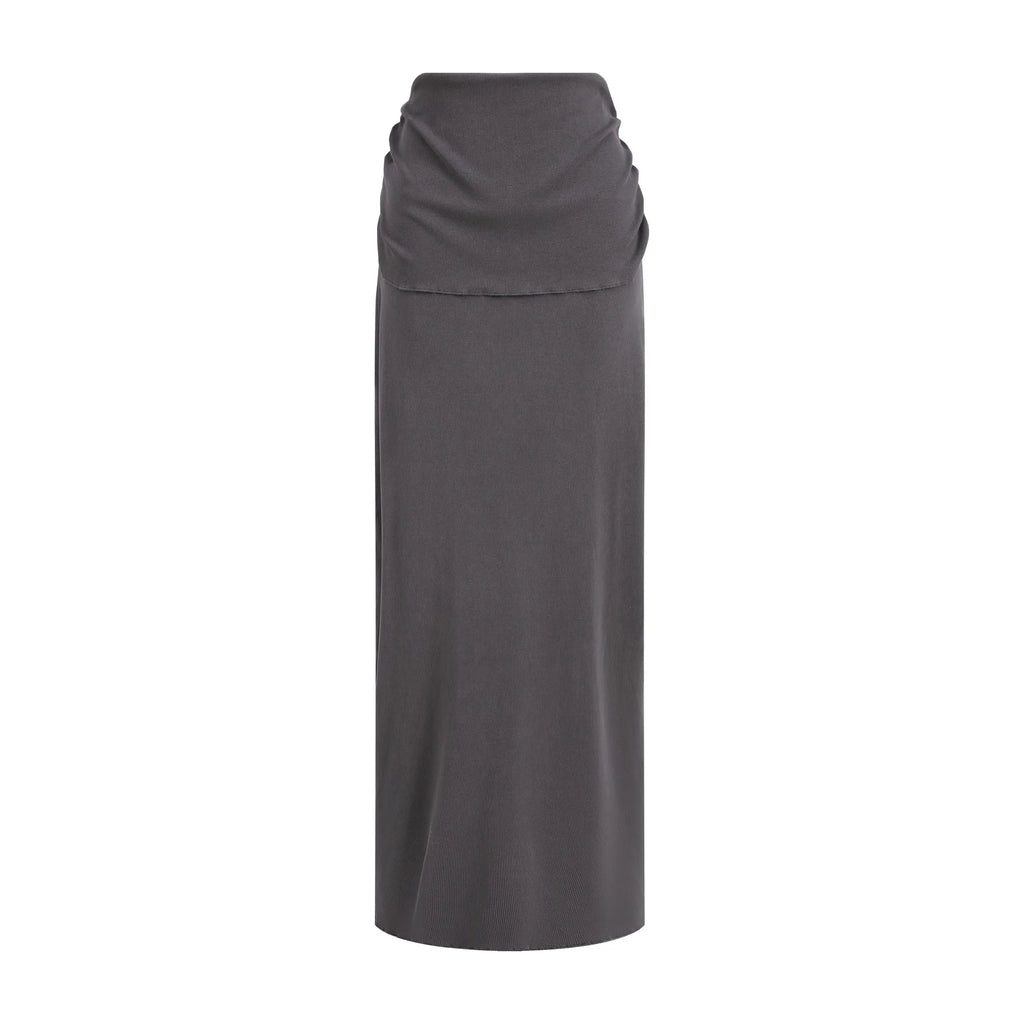 Long dark gray skirt on a white background