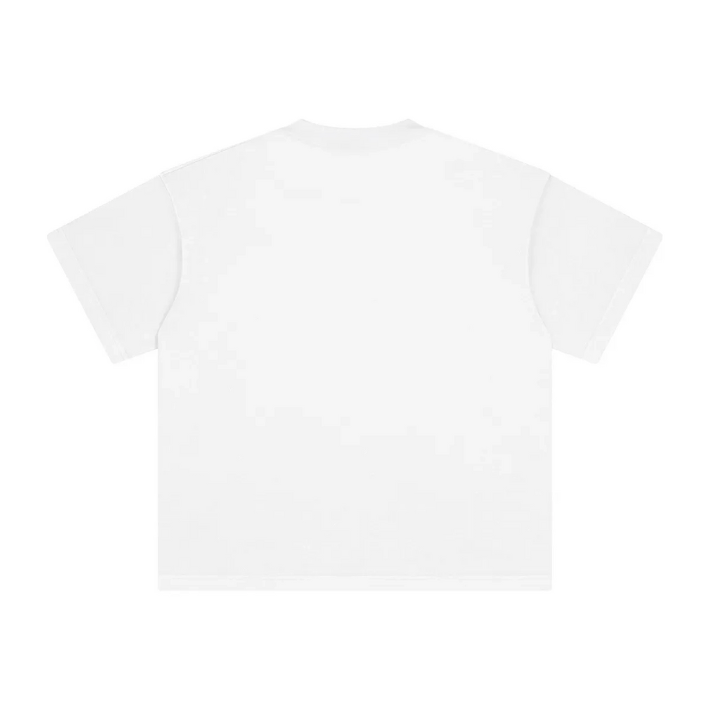 Plain white t-shirt on a light beige background